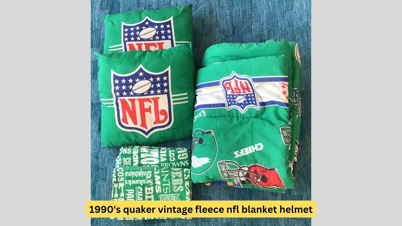 1990's Quaker Vintage Fleece NFL Blanket Helmet Edition