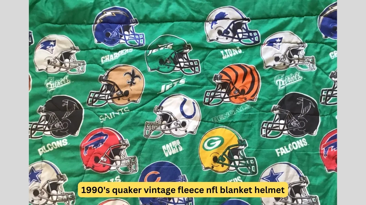 1990's Quaker Vintage Fleece NFL Blanket Helmet Edition