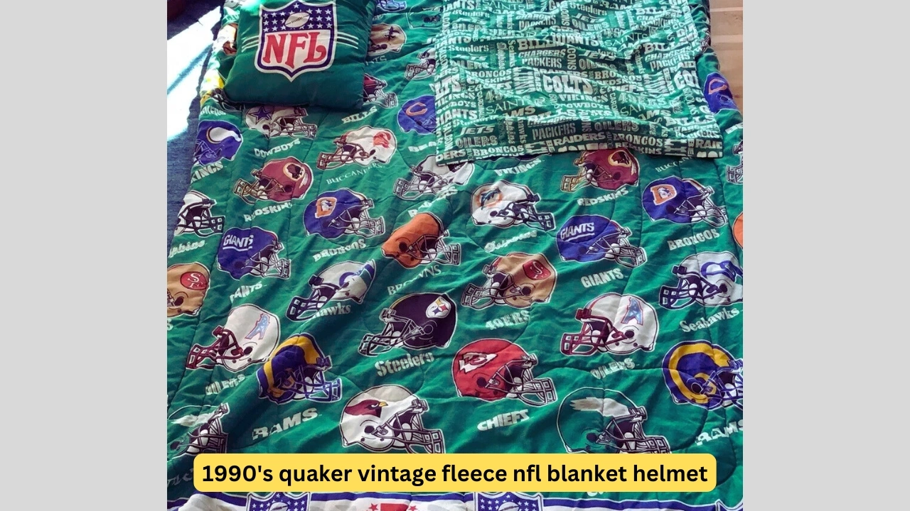 1990's Quaker Vintage Fleece NFL Blanket Helmet Edition